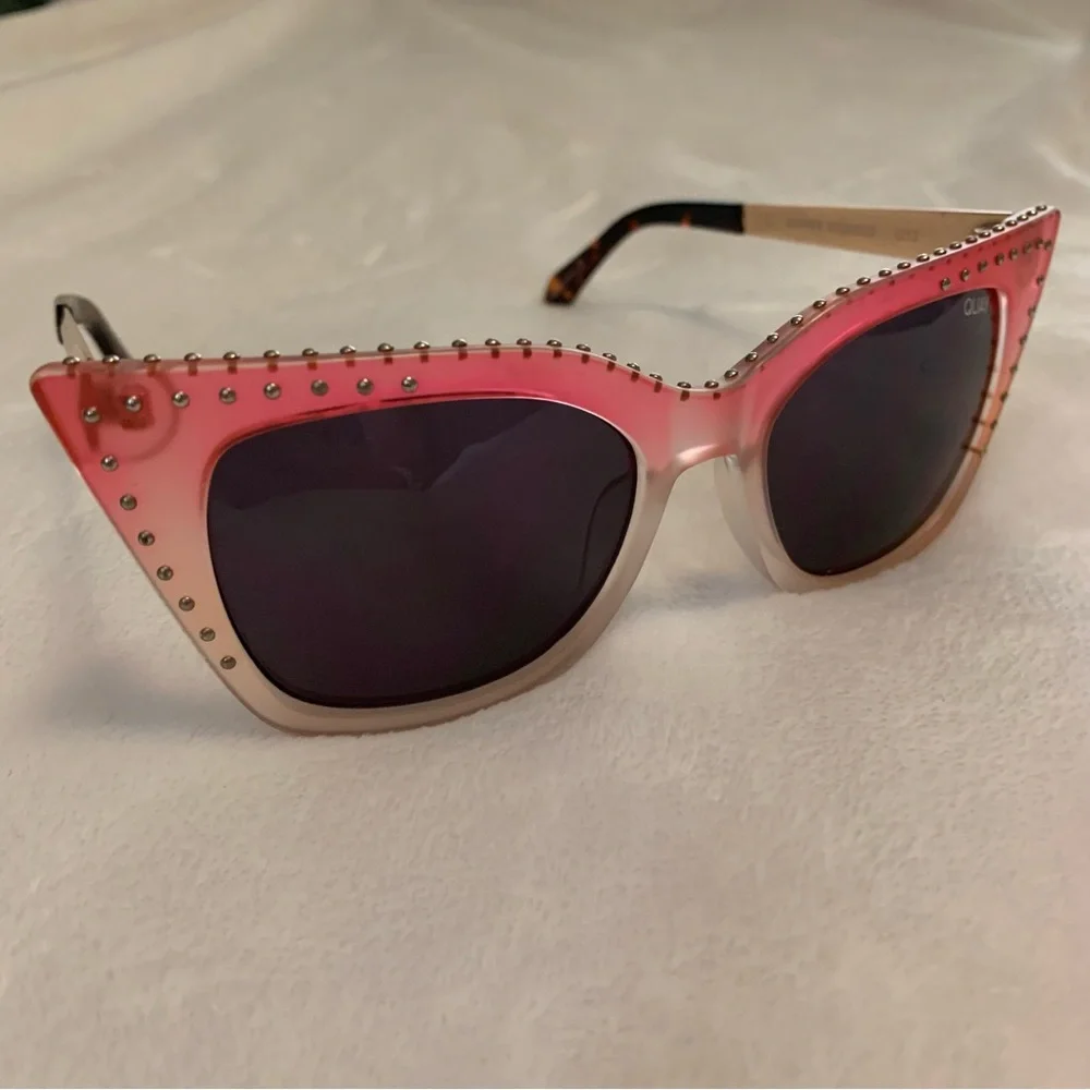 Quay Pink Ombre Cat-Eye Studded Sunglasses